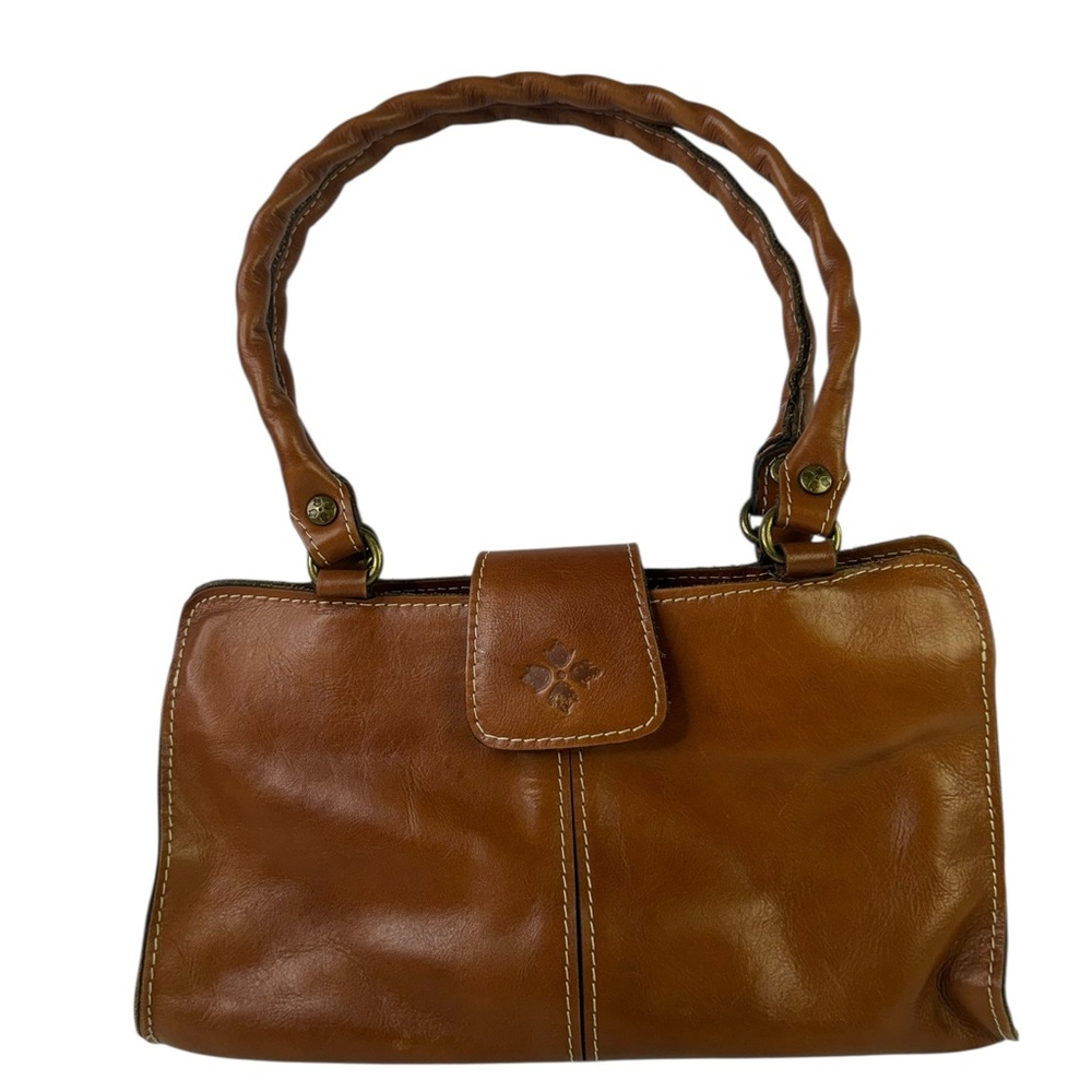 Patricia Nash Rienzo Heritage Brown Cognac Leather Satchel Shoulder Bag Handbag